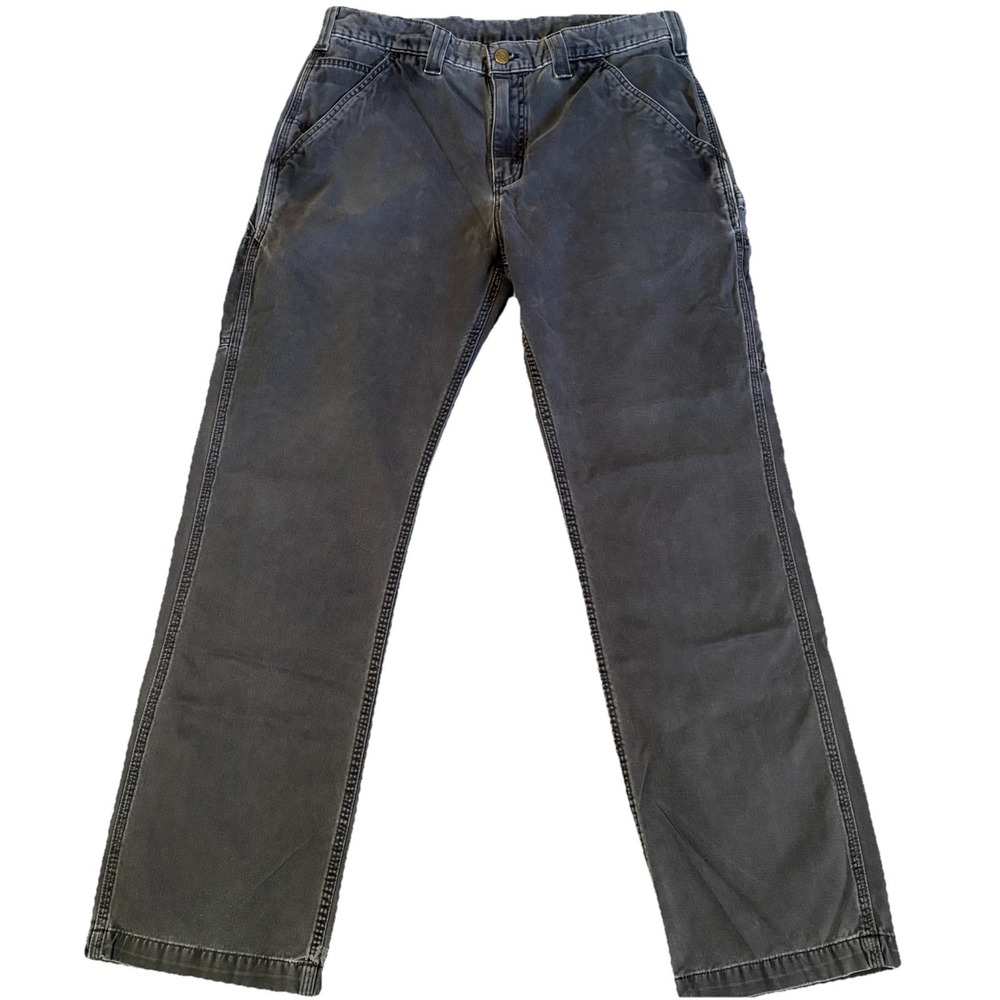 Carhartt Carpenter Jeans Mens 34x31 Black Straight Leg Utility‎ Workwear Cotton